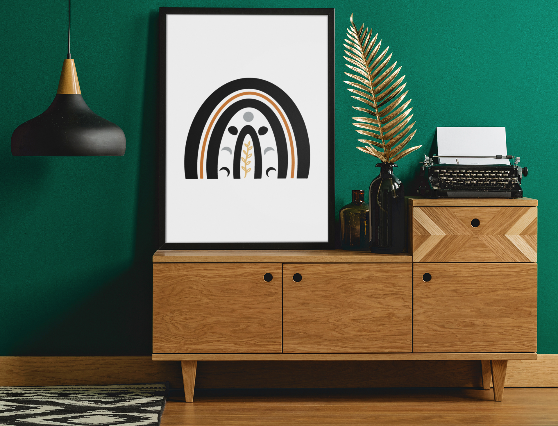 Boho Moon Rainbow Boho Hippie Simple Home Wall Decor Print-0