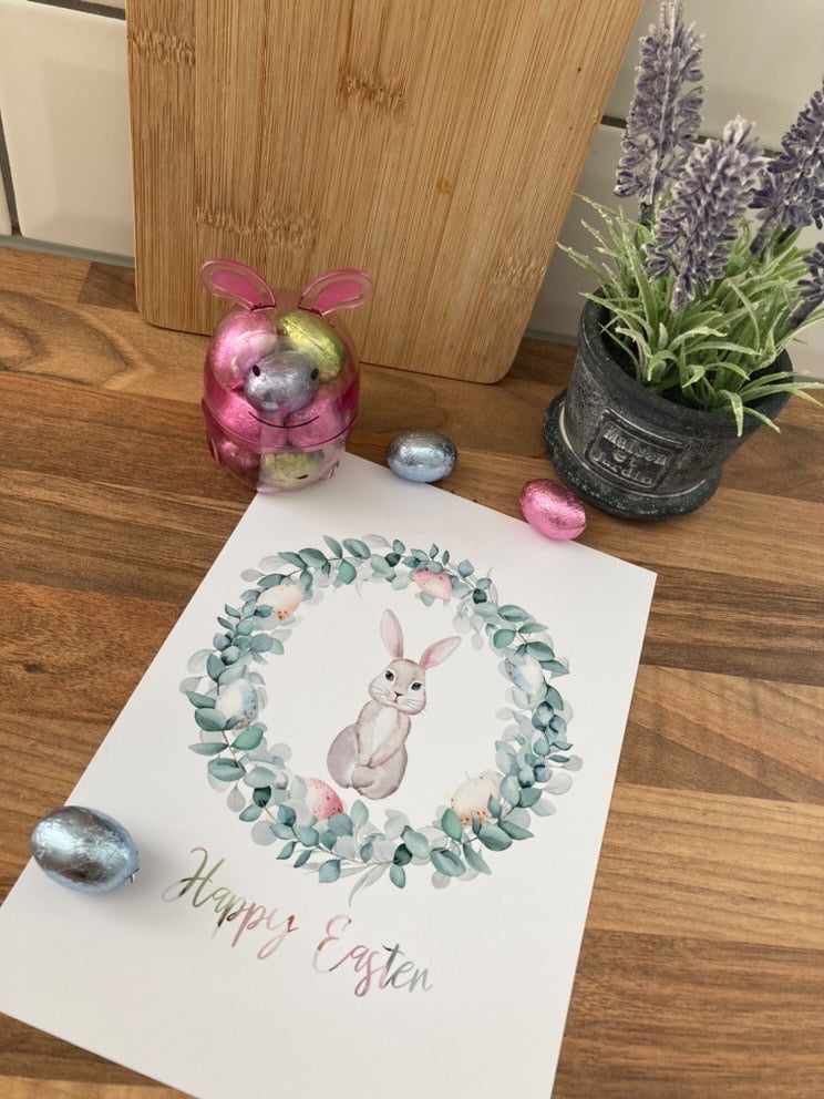 Happy Easter Egg Wreath Spring Seasonal Wall Home Decor Print-2