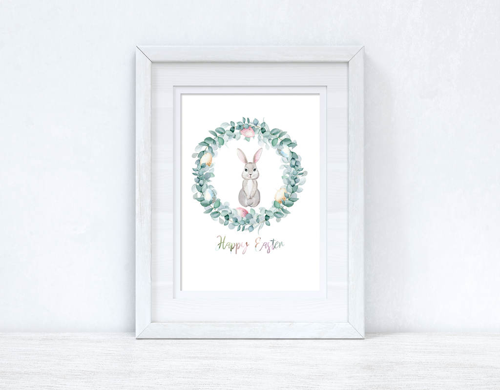 Happy Easter Egg Wreath Spring Seasonal Wall Home Decor Print-1