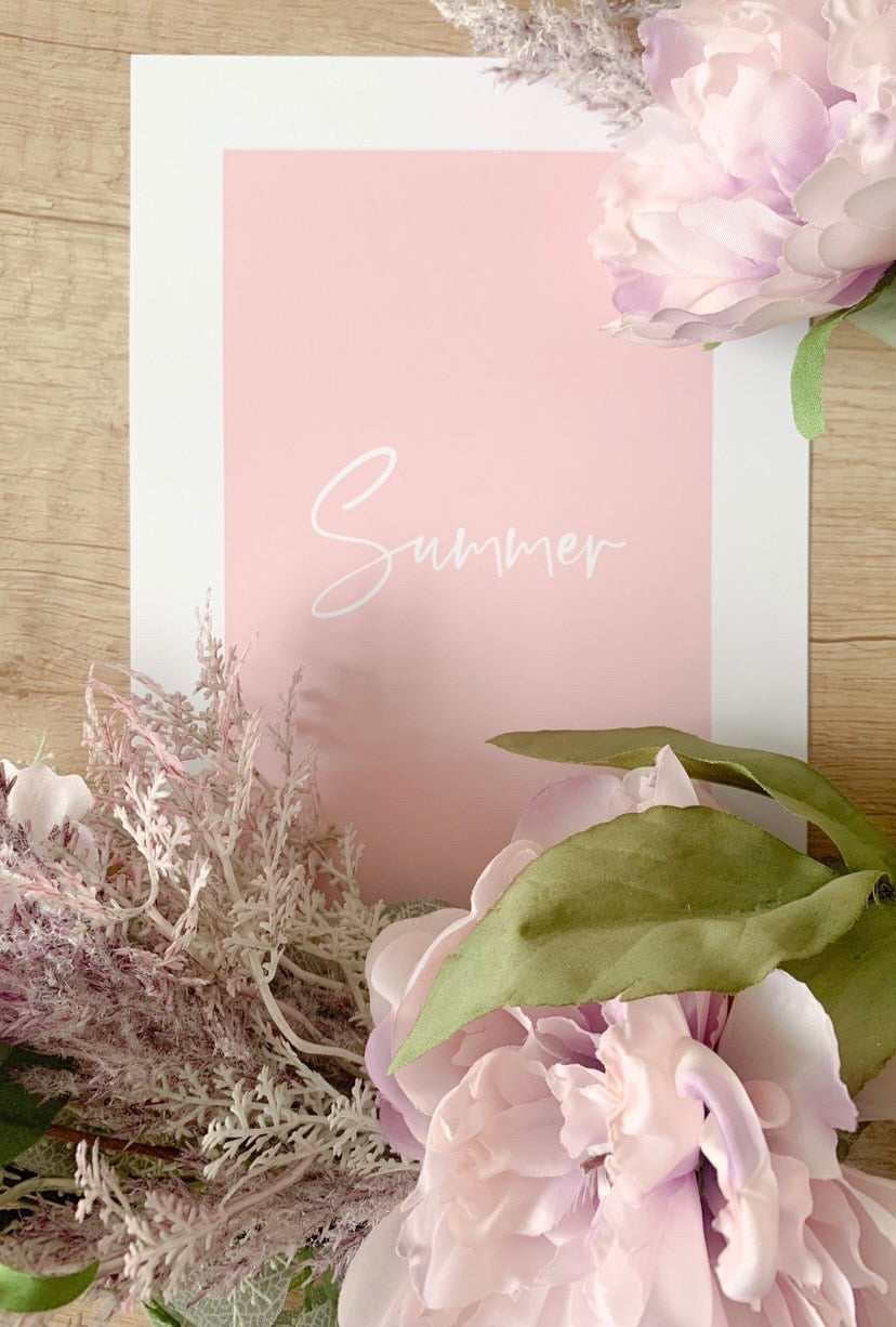 Summer Nude Pink Summer Seasonal Wall Home Decor Print-3